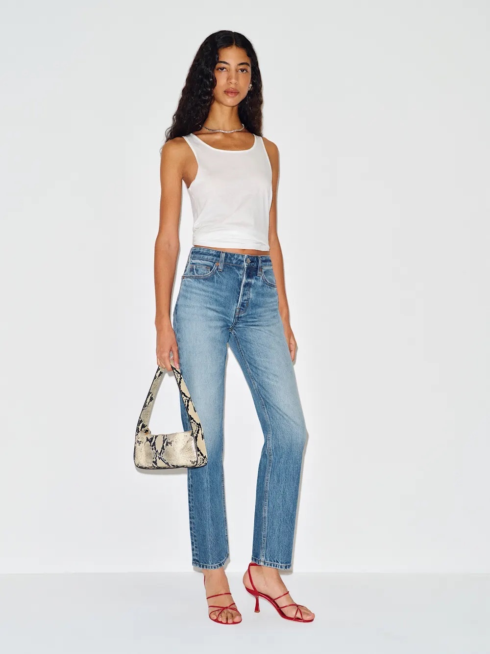 Reformation Straight Leg Jeans in Light Blue Wash